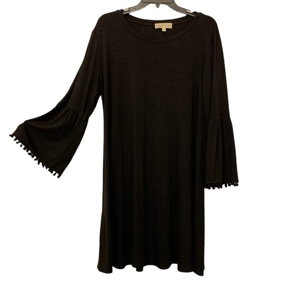 EUC Johnny Was Calmé Flute Sleeve Swing Dress Black Size Large - Picture 2 of 4